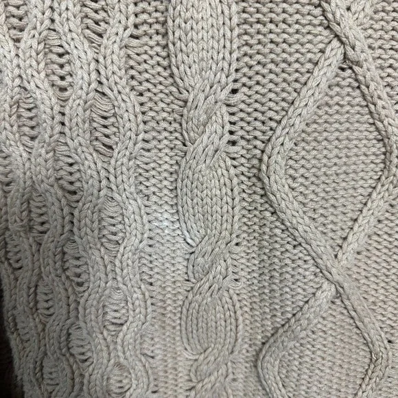 Free People Cable Knit Sweater Tan Oversized Long Sleeve Women's Size M cozy - Picture 4 of 7